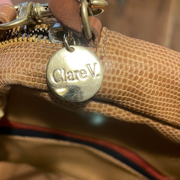 Clare V midi sac crossbody shoulder bag tan lizard leather - Picture 8 of 12